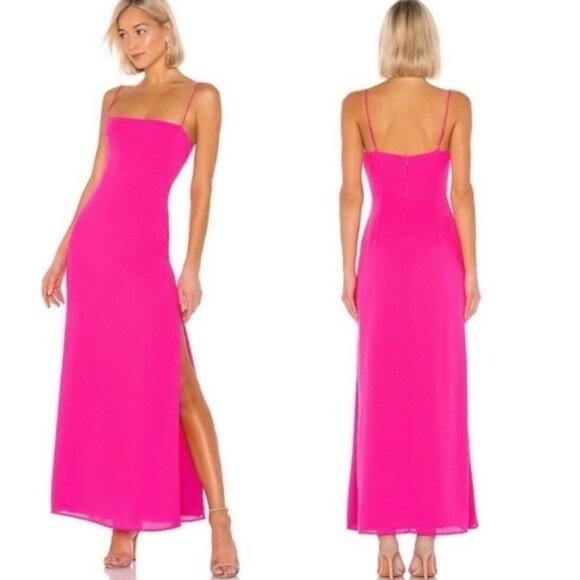 NWT Revolve x Superdown Addison Maxi Dress in Hot Pink Side Slits Sleeveless - Picture 1 of 10